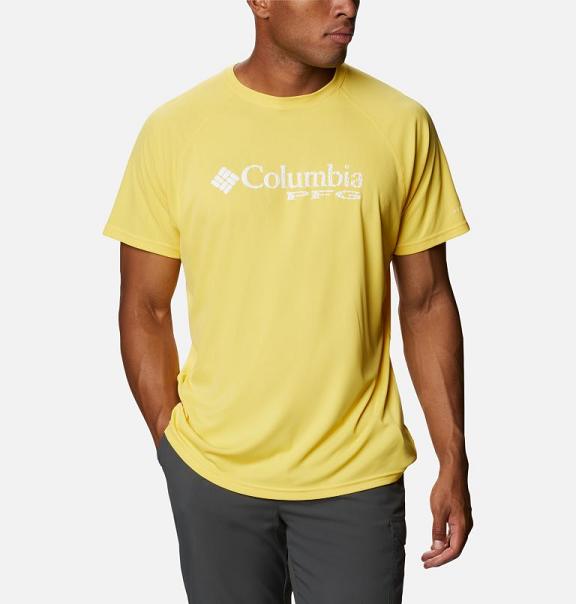 Columbia PFG Respool T-Shirt Yellow For Men's NZ32580 New Zealand